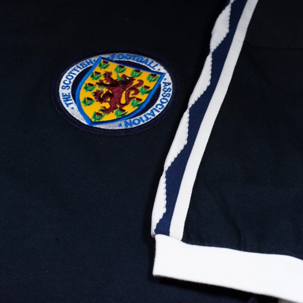 Close up of badge of Scotland 1978 shirt