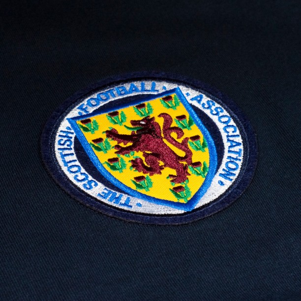Close up of badge of Scotland 1978 shirt