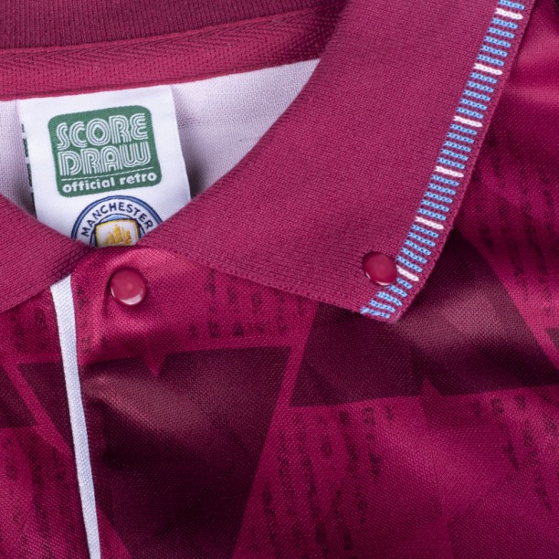  Manchester City 1989 Away Retro Football Shirt collar