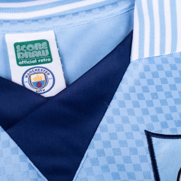 Manchester City 1996 No7 Kinkladze Football Shirt  collar