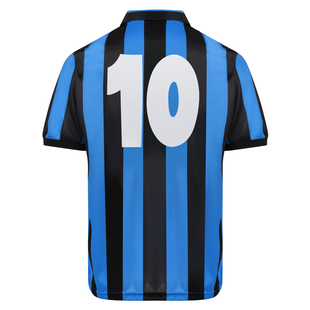 Inter Milan 1990 Retro Fußball T Shirt Top Kurzarm Polohemd V Ausschnitt Herren 