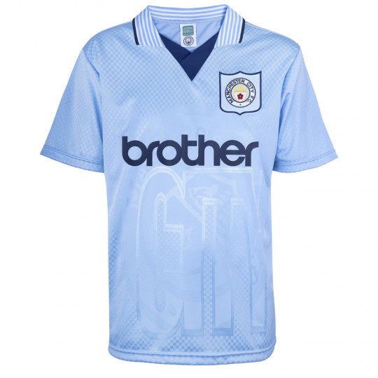 Bnwt Manchester City Home SS Retro 1996 Football Shirt Score Draw 